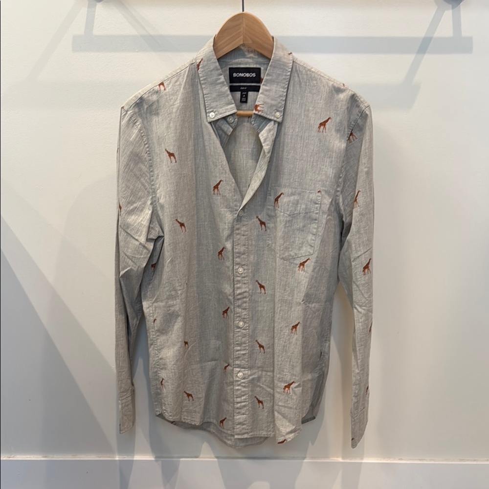 Bonobos Casual Gray and Brown Button Down Shirt